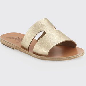 ANCIENT GREEK SANDALS Apteros Gold Cutout Leather Flat Slide Sandals Size 38/ 8